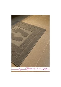 Resim %100 Pamuklu Ayak Havlusu 50x70cm , Lavabo & Duşakabin Önü Ayak İzli Havlu, Ayak Paspası Antrasit 