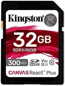 Resim Kingston Canvas React Plus 32GB SDHC Hafıza Kartı UHS-II 300R/260W U3 V90 Full HD/4K/8K için - SDR2/32GB 