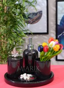 Resim MIARIK DESIGN & DEKORASYON Dekoratif Mermer Yaprak Detaylı 5 Li Banyo Seti Takımı 