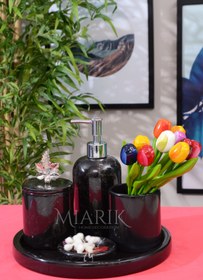 Resim MIARIK DESIGN & DEKORASYON Dekoratif Mermer Yaprak Detaylı 5 Li Banyo Seti Takımı 