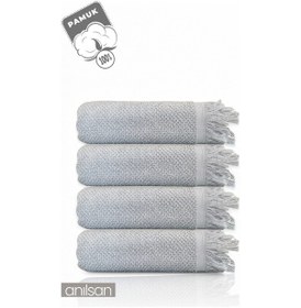 Resim 4'lü Gri Jelena Banyo Havlusu 70x140 Cm, 490 Gr, %100pamuk, Spa Ve Otel Havlusu, Günlük Kullanıma Uy Gri 