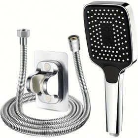 Resim 1 takım Basınçlı El Duş Başlığı, Duş Braketi ve Hortumlu, 3 Modlu Ayarlanabilir Su Çıkışlı Duş Başlığı, Banyo Duş Başlığı, Duş Fıskiyesi, Banyo Donanımı, Banyo Aksesuarları, Lüks Bir Banyo Deneyiminin Keyfini Çıkarın 