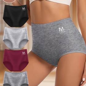 Resim MIOTAN 4 Parça Kadın Yüksek Bel Karın Kontrollü Külot - Yumuşak Nefes Alabilen İç Çamaşırı, Karın Desteği ve Duruş Destekleyici, 4 Renk (Siyah/Beyaz/Gri-Bordo), Şık 'M' Logolu, Form Verici İç Giyim, Pürüzsüz Kumaş, Rahat Kesim, Dikişsiz Tasarım, Ofis Kullanımı İçin 