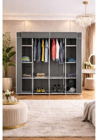 Resim Teknor-prado Geniş Hacimli Metal Çift Askılı Gardrop Bez Dolap Gri Gri 