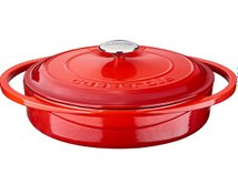 Resim Lava Döküm Çok Amaçlı Yayvan Tencere Döküm Demir Kapak Heritage Serisi Çap 28cm Kırmızı 