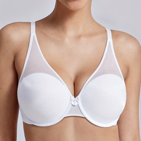 Resim DEYLLO Kadınlar için Şık Demi Cup Sütyen, Alt Askılı, V-Yaka, Zayıflama Desteği, Ayarlanabilir Askılar, Hafif Dolgulu, Dantel Detaylı, Örgü Kumaş, Çıkarılmayan Göğüs Pedli, Düz Renk, Kontrast Örgü, Şehir Stili Pürüzsüz T-Shirt Sütyen Yetişkin Kadınlar için 