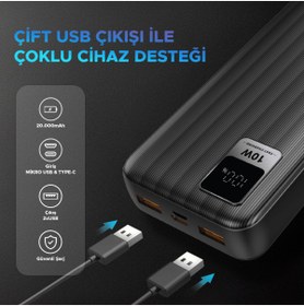 Resim Dexim DCA0052 K52 20.000 mAh Powerbank Digital Gösterge 2Usb Type-C & Mikro Usb 