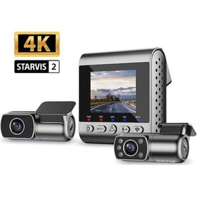 Resim Sjcam M60 3 Kameralı Ön+iç+arka 4k+fhd+fhd Hdr Sony Starvis 2 Sensörlü Wi-fi Gps'li Araç Kamerası 