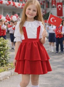 Resim Karavul Kız Çocuk Kurdele Detay Jile ve Gömlek | 23 Nisan Gösteri Kıyafeti - Özel Gün 5-10 Yaş 
