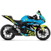 Resim Yamaha R25 Turkuaz Shark Takım ve Jant Sticker Etiket Modeli 