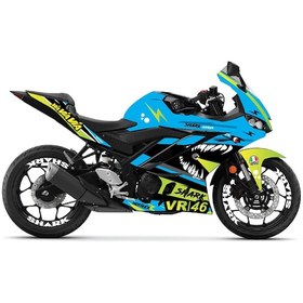 Resim Yamaha R25 Turkuaz Shark Takım ve Jant Sticker Etiket Modeli 