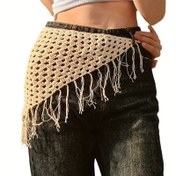 Resim Şık Üçgen Delikli Tasarım, Kadınlar İçin Çok Yönlü Moda Eşarp - Nefes Alabilir ve Dekoratif, Bahar ve Yaz Kıyafetleri İçin Mükemmel, Şık Bel veya Sırtı Açık Görünüm, Şık Kıyafet Aksesuarı | Tassel Moda 