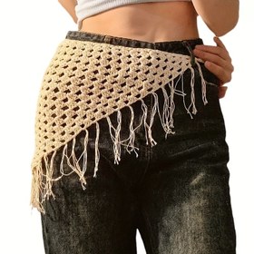 Resim Şık Üçgen Delikli Tasarım, Kadınlar İçin Çok Yönlü Moda Eşarp - Nefes Alabilir ve Dekoratif, Bahar ve Yaz Kıyafetleri İçin Mükemmel, Şık Bel veya Sırtı Açık Görünüm, Şık Kıyafet Aksesuarı | Tassel Moda 