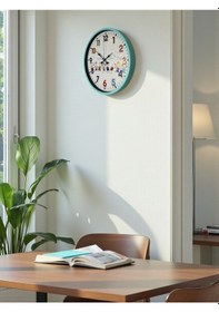 Resim 36 Cm Turkuaz Çocuk Odası Duvar Saati Açık 