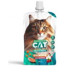 Resim Eurogold Cat Et Ezmesi Somonlu Kızılcıklı Kedi Ödül Maması 100 G 