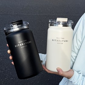 Resim 1 Adet Minimalist Büyük Kapasiteli Paslanmaz Çelik Yalıtımlı Su Matarası - 40.58oz/50.72oz Geniş Saplı, Taşınabilir Dış Mekan Büyük Çaydanlık, Kampçı İçin 2'si 1 Arada Kapağı, 2 Litrelik Termoslu Seyahat Sürahisi, Şık Çizgili Tasarım, Pratik Fonksiyonel Stil, Şeffaf Görünüm, Akma Önleyici Konstrüksiyon, 2. Kalite Yalıtım, Hedefli Macera ve Gezginler için Harika Bir Hediye 