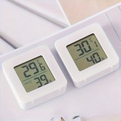 Resim 1 adet Mini Dijital Termometre ve Nem Ölçer, Sıcaklık Anahtarı, LCD Ekran, Pille Çalışır (Düğme Pili), Takılmayan, Tek Kullanımlık, İç ve Dış Mekan Kullanımı için, Beyaz Plastik Tasarım, Nem Ölçer, Hava Durumu İzleme, Kompakt Tasarım, Dayanıklı Yapı 