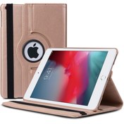 Resim Apple Ipad Mini 5 7.9'' 2019 (a2133-a2124-a2125-a2126) Kılıf 360 Rotating Stand Deri Rose Gold Microsonic