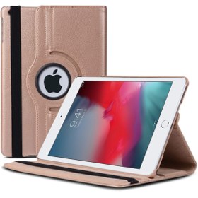 Resim Apple Ipad Mini 5 7.9'' 2019 (a2133-a2124-a2125-a2126) Kılıf 360 Rotating Stand Deri Rose Gold 