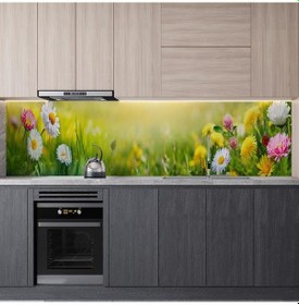 Resim Mutfak Tezgah Arası Folyo Fayans Kaplama Folyosu Papatyalar 