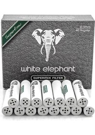 Resim White Elephant 9mm Kömür/lüle Taşı Süpermix Pipo Filtresi 40 Adet 352455 
