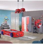 Resim Formula Çocuk Odası Takımı, Mercedes Arabalı Yatak, Dolap, Masa (441523866) Kırmızı 