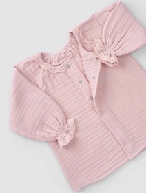 Resim Brodeli Müslin Bebek Gömlek Organik Pamuk Pembe - Pembe / 1-2 Yaş 
