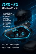Resim Blic D60-5X Bluetooth v5.3 Motosiklet Interkom Cihazı – IPX7 Su Geçirmez, USB Şarjlı, Universal Uyumlu 