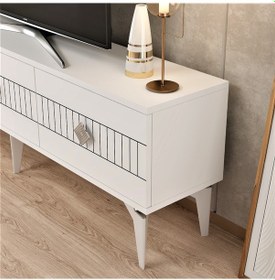 Resim Midas Tv Ünitesi Takımı Beyaz-gümüş 