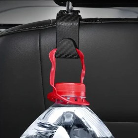 Resim Araba Başlık Askısı - Kolay Kurulum, Market Alışverişi, Çantalar & Daha Fazlası Için Çok Fonksiyonlu Depolama Rafı - Dayanıklı Pvc, Şık Karbon Fiber Tasarım 