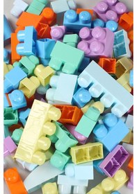 Resim Play Blox 2977 Pastel Renkler Mega Blok Seti 107 Parça Mavi Çantalı 