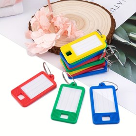 Resim 10 adet 2.7x4.8cm Plastik Anahtar Etiketleri Bölünmüş Halka Etiketi Kolye DIY Numaralı İsim Bagaj Etiketi Kimlik Etiketi İsim Etiketleri Kolye Aksesuarları 