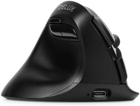 Resim DeLUX Solak Kablosuz Ergonomik Fare, Küçük El Dikey Fare, Sessiz Tıklama, 4000 DPI, 6 Düğme, Şarj Edilebilir, 2.4G/BT Karpal Tünel için Çift Modlu, Dizüstü Bilgisayar/PC (M618MINI ZD-Siyah) 