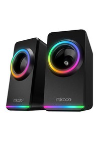 Resim Mıkado Md-182 2.0 3w 2 Sıyah Rgb Aydınlatmalı Usb + 3.5mm Usb 5v 