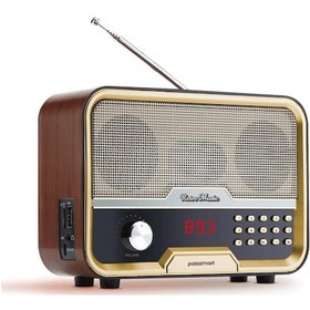 Resim Polosmart FS60 Kablosuz Şarj Edilebilir USB/TF/AUX girişli Nostaljik FM Radyo Kahverengi 