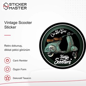 Resim Vespa Uyumlu Vintage Scooter Sticker - 2 Adet 
