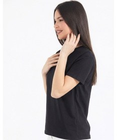 Resim Thiff Gymwear Kadın Modal Kumaş Kısa Kolu Basic Tişört Siyah 