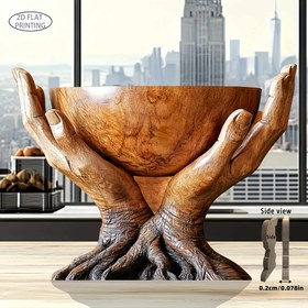 Resim Bohem Akrilik Ahşap Desenli El Heykeli, 20.32x17.98 cm - Ev ve Ofis Dekoru için Doğal Sanat Tasarımı, Sanat Severler İçin Mükemmel Hediye, Elektrik Gerektirmez, Detaylı Parmak Eklemi ve Kök Benzeri Dokusu, Masaüstü Dekor Parçası, Fantezi İlhamlı Dekor, Detaylı İşçilik, Düz 2D 