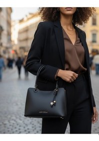 Resim Just Polo Özel Tasarım Premium Kadın El Çantası - Elit Zarif Ve Şehirli Stil Shopper Siyah 