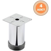 Resim 4 Adet Mobilya Ayağı Metal 8 Cm Alttan Ayarlı 42 Mm Krom Ayak 