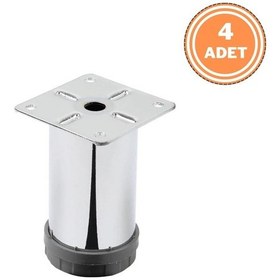 Resim 4 Adet Mobilya Ayağı Metal 8 Cm Alttan Ayarlı 42 Mm Krom Ayak 