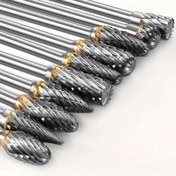 Resim 10 Adet Yüksek Performanslı Tungsten Karbür Döner Frez Seti - 1/8 İnç Sap, Hassas Taşlama ve Oyma İşleri İçin Çift Kesimli 