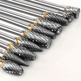 Resim 10 Adet Yüksek Performanslı Tungsten Karbür Döner Frez Seti - 1/8 İnç Sap, Hassas Taşlama ve Oyma İşleri İçin Çift Kesimli 