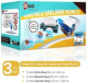 Resim Vakumlu Saklama Hurç 3’lü Set(1 AD. XL + 1 AD. XXL + 1 AD. JUMBO) Yastık ve Yorgan Hurcu BAZA ALTI UYGUN 