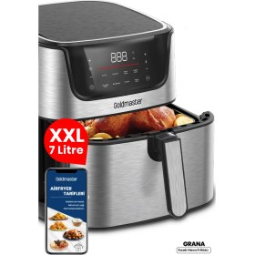 Resim Goldmaster Grana Sıcak Tutma Buz Çözme Kurutma Özellikli 7 Litre Xxl Dokunmatik Inox Airfryer Sıcak Hava Fritözü 