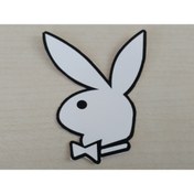 Resim Aksesuar Playboy Sticker (beyaz) 6cmx4,5cm (2 Adet Fiyatı) Playboy Logosu - Playboy Arması - Playboy Etiketi 