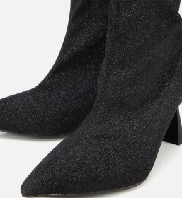 Resim Hotiç Kadın Siyah Simli Streç Fermuarlı Bilekte İnce Topuklu Bot 01boh314980a100 01boh314980a100 Siyah 