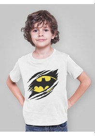 Resim Sevbano Batman Baskılı Unisex Dc Film Karakteri Çocuk Tişört 3-12 Yaş Beyaz 