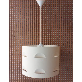 Resim Onay Avize Krem Motifli 2.li Set M-768 Kumaş Kaplama Yatak Odası Genç ve Çocuk Odası Avize ve Abajur Takımı 