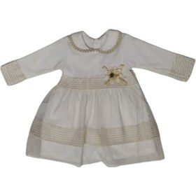 Resim Becol Kız Bebek Elbise Beyaz Önü Dantelli Solda Tek Çiçekli 115 Beyaz 